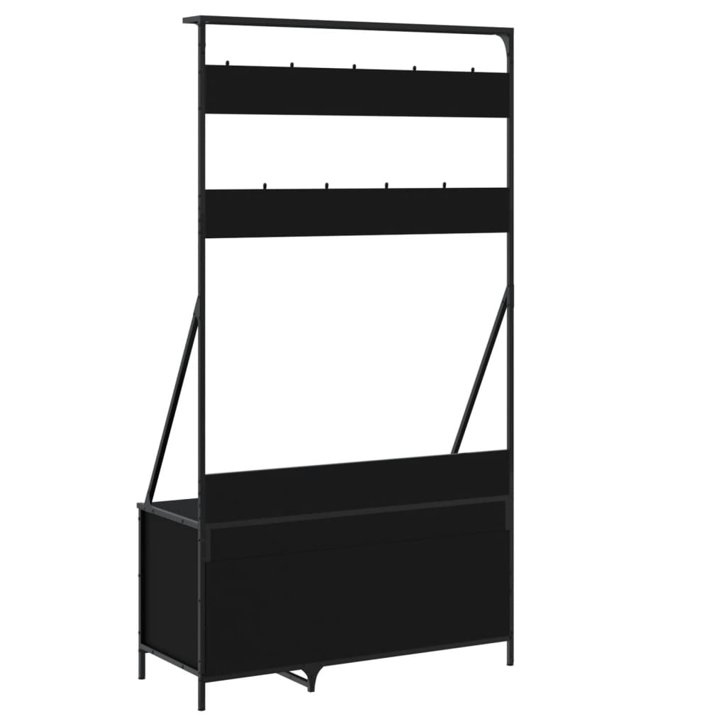 vidaXL Wieszak na ubrania z miejscem na buty, czarny, 100x41x184 cm