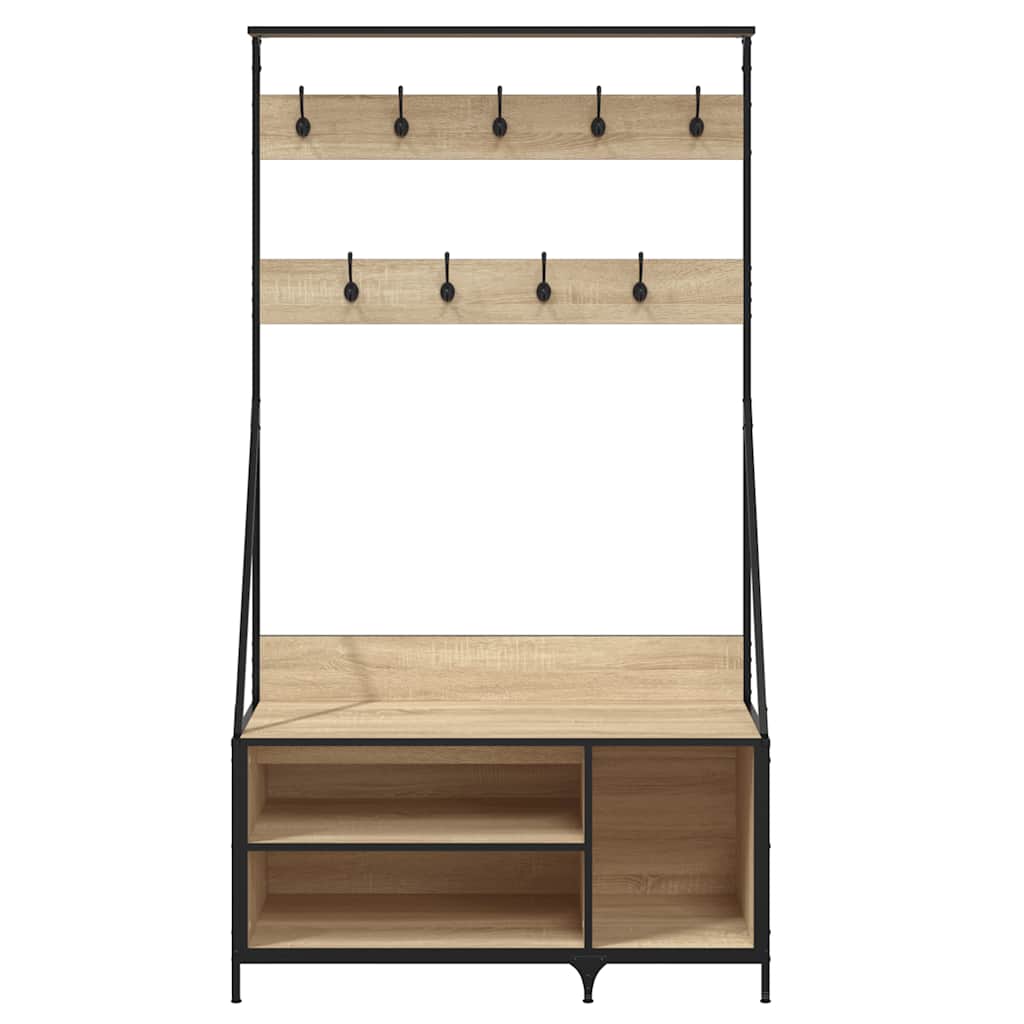 vidaXL Wieszak na ubrania z miejscem na buty, dąb sonoma 100x41x184 cm