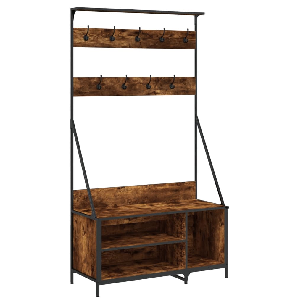 vidaXL Wieszak na ubrania z miejscem na buty, ciemny dąb 100x41x184 cm