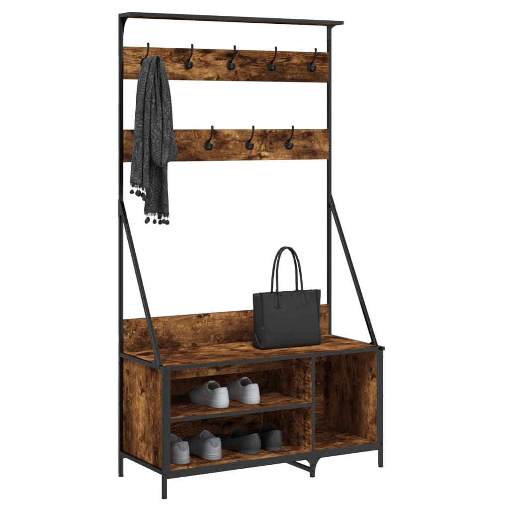 vidaXL Wieszak na ubrania z miejscem na buty, ciemny dąb 100x41x184 cm