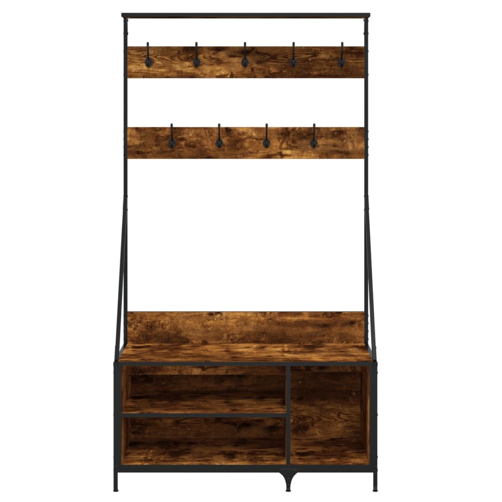 vidaXL Wieszak na ubrania z miejscem na buty, ciemny dąb 100x41x184 cm
