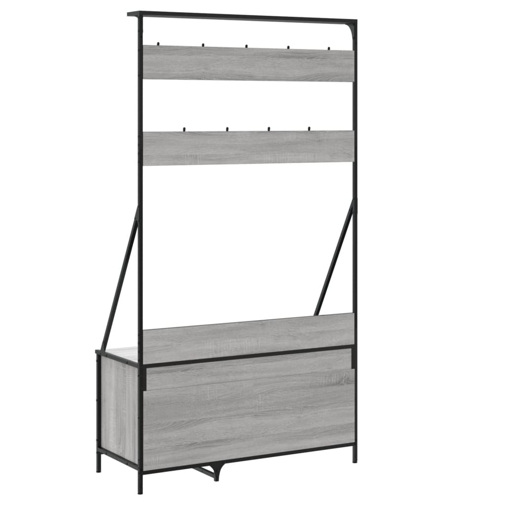 vidaXL Wieszak na ubrania z miejscem na buty, szary dąb, 100x41x184 cm