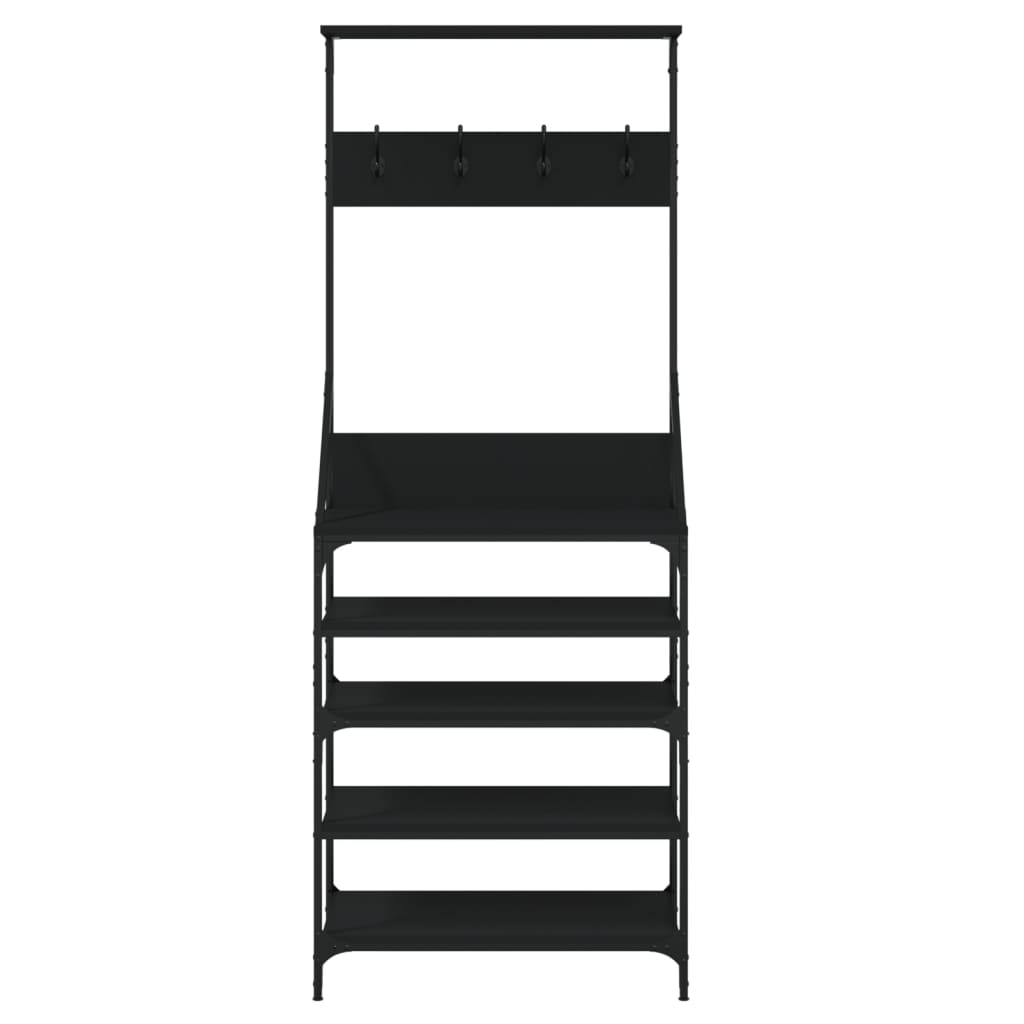 vidaXL Wieszak na ubrania z miejscem na buty, czarny, 70x34x184 cm