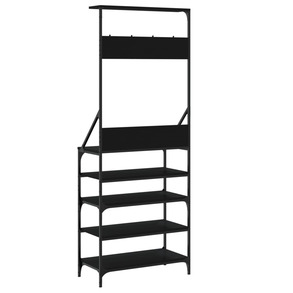 vidaXL Wieszak na ubrania z miejscem na buty, czarny, 70x34x184 cm