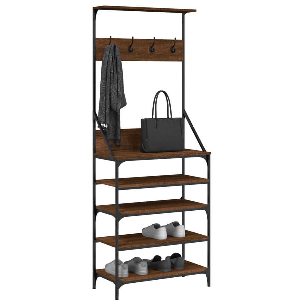 vidaXL Wieszak na ubrania z miejscem na buty, brązowy dąb 70x34x184 cm