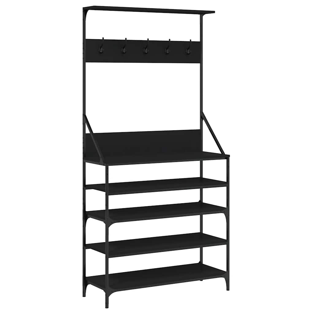 vidaXL Wieszak na ubrania z miejscem na buty, czarny, 90x34x184 cm
