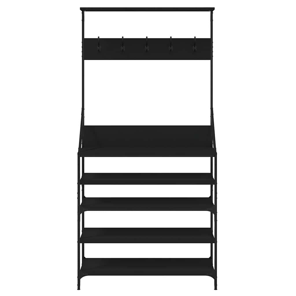 vidaXL Wieszak na ubrania z miejscem na buty, czarny, 90x34x184 cm