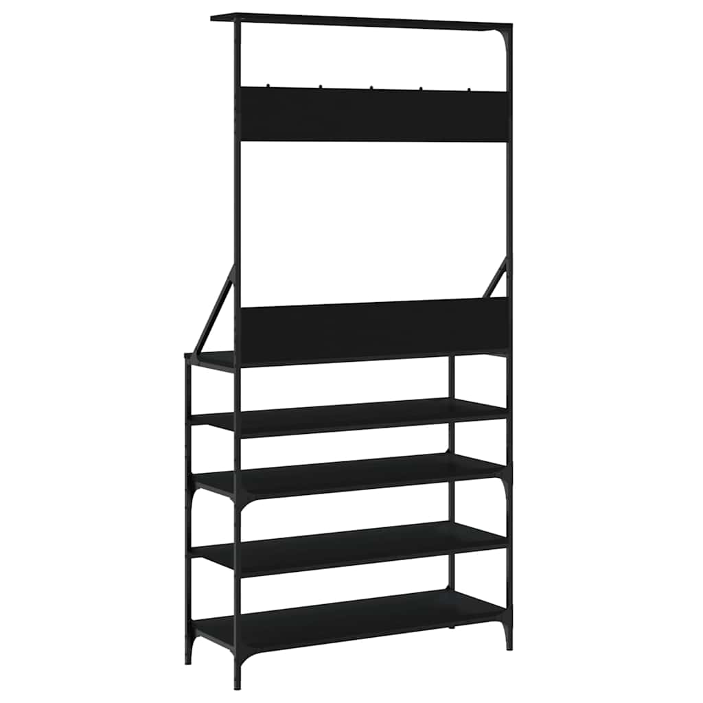 vidaXL Wieszak na ubrania z miejscem na buty, czarny, 90x34x184 cm