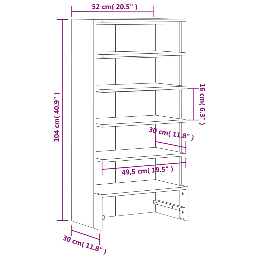 vidaXL Szafka na buty, woskowy brąz, 52x30x104 cm, lite drewno sosnowe