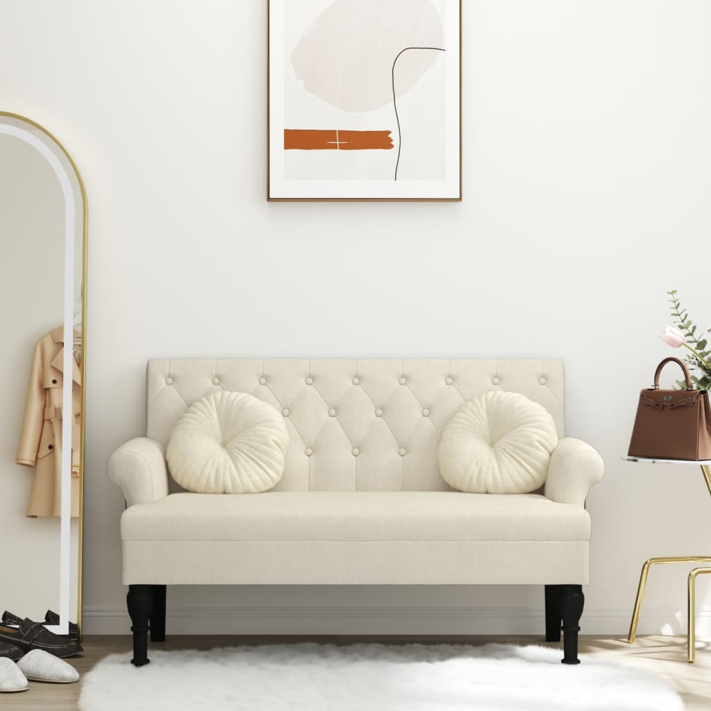 vidaXL Ławka z oparciem, 120x62x75,5 cm, obita lnem