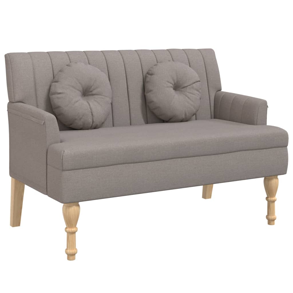 vidaXL Ławka z poduszkami, kolor taupe, 113x64,5x75,5 cm, tkanina