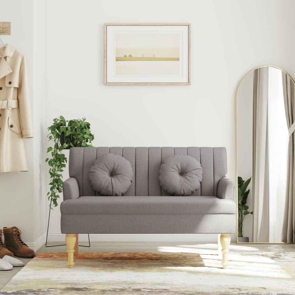 vidaXL Ławka z poduszkami, kolor taupe, 113x64,5x75,5 cm, tkanina