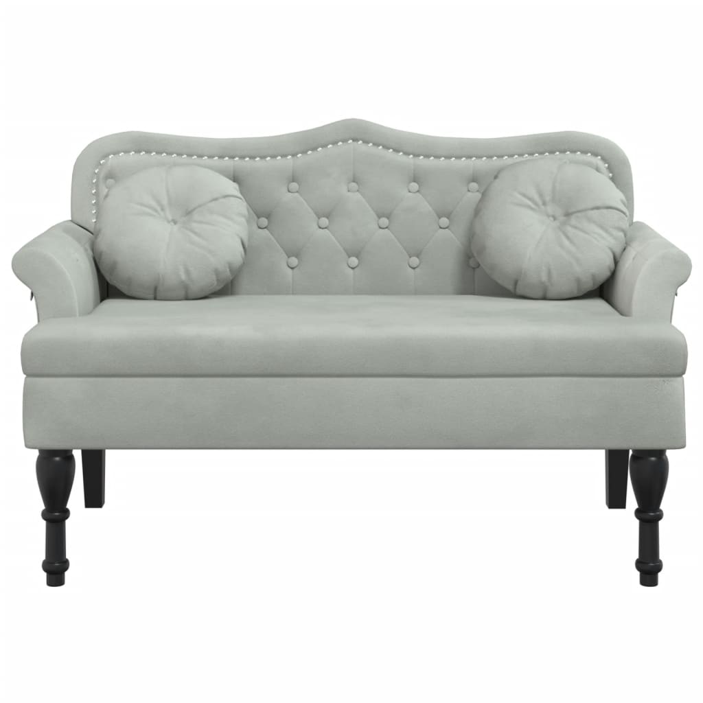 vidaXL Ławka z poduszkami Jasnoszara 120,5x65x75 cm Aksamitna