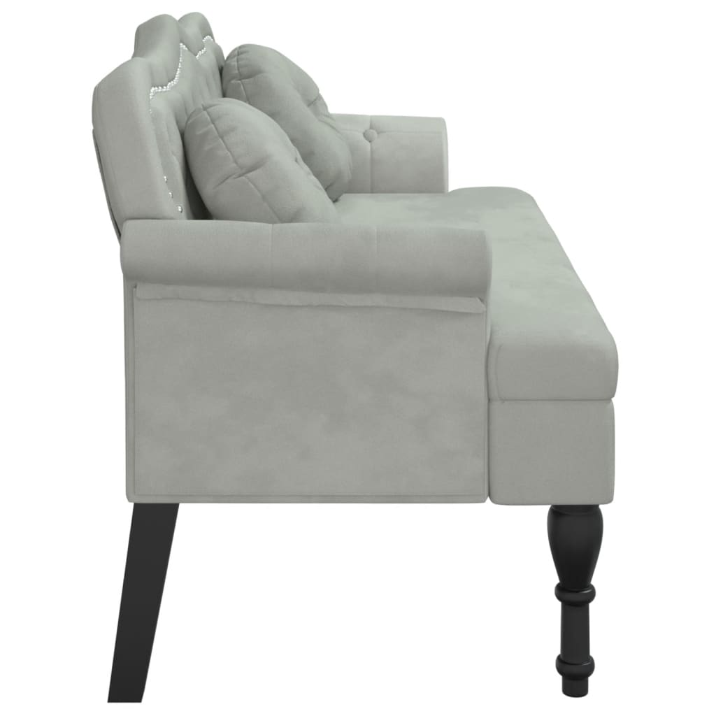 vidaXL Ławka z poduszkami Jasnoszara 120,5x65x75 cm Aksamitna