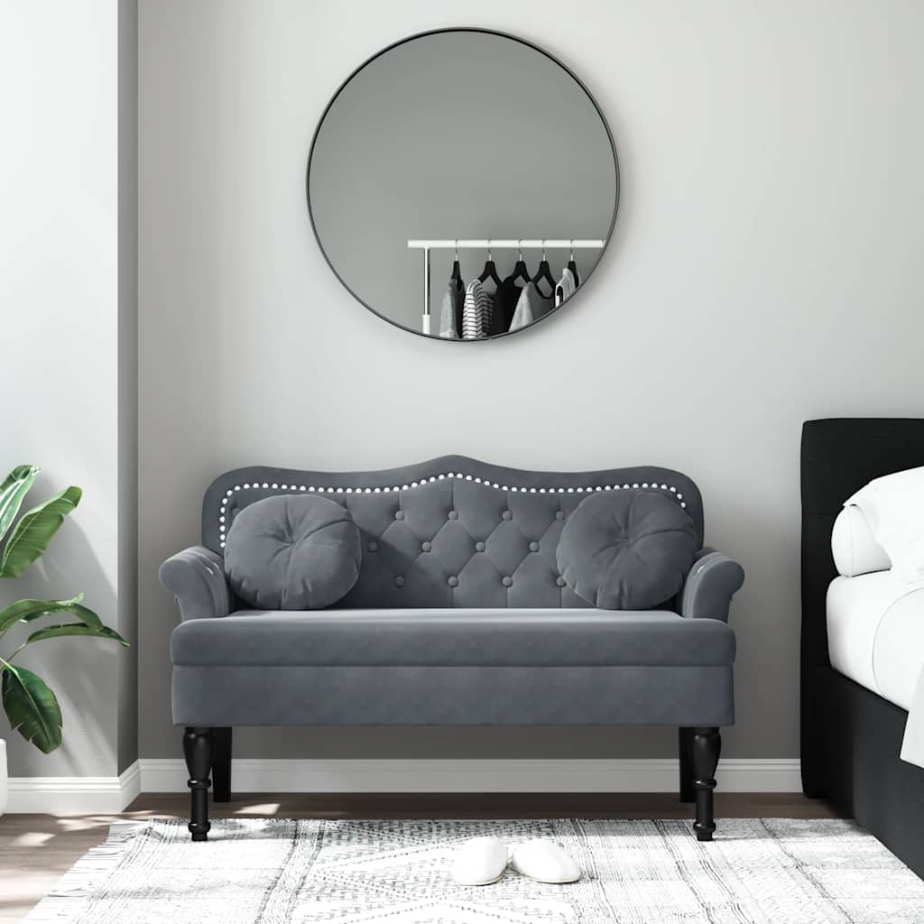 vidaXL Ławka z poduszkami Ciemnoszara 120,5x65x75 cm Aksamit