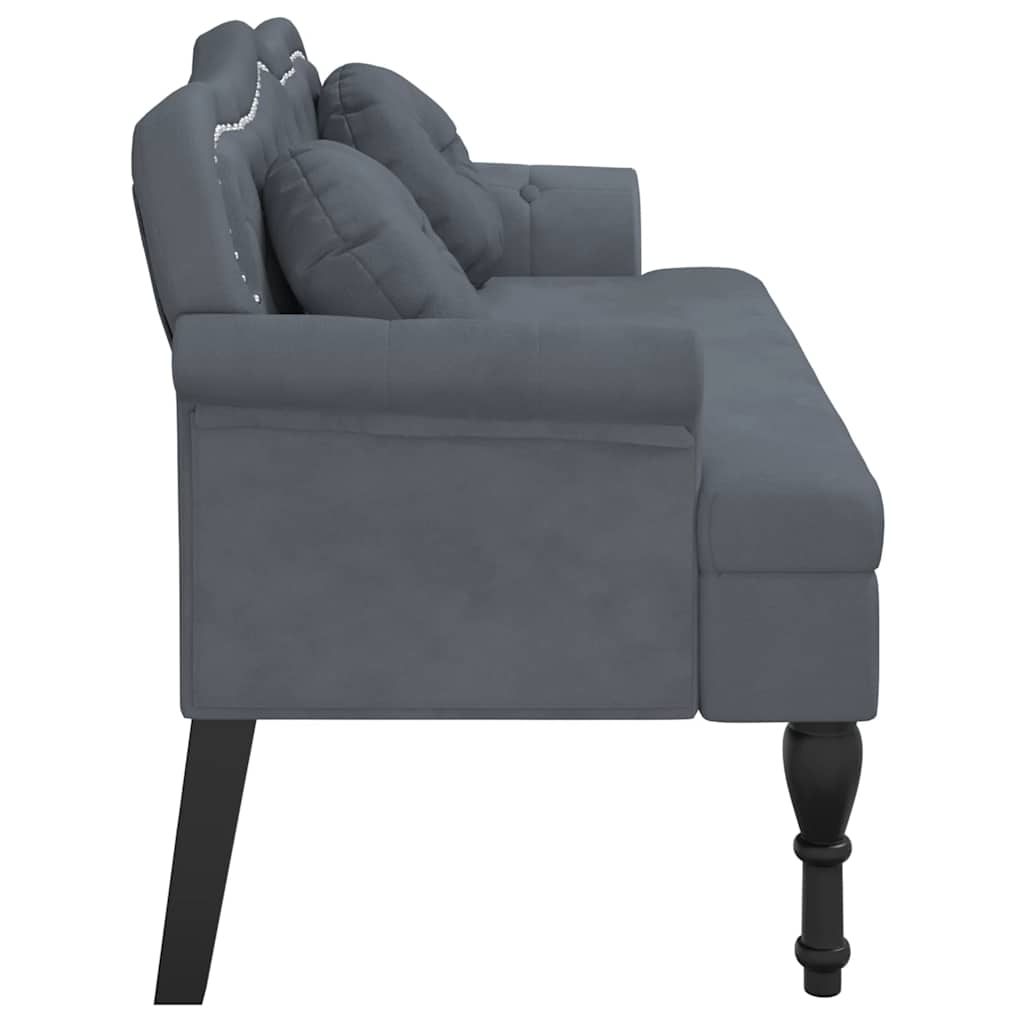 vidaXL Ławka z poduszkami Ciemnoszara 120,5x65x75 cm Aksamit