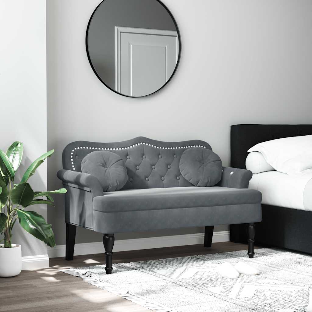 vidaXL Ławka z poduszkami Ciemnoszara 120,5x65x75 cm Aksamit