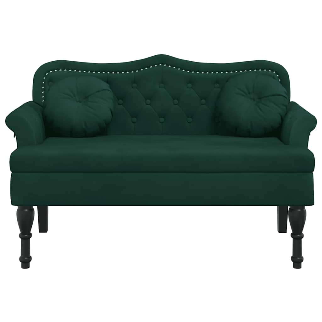 vidaXL Ławka z poduszkami Ciemnozielona 120,5x65x75 cm Aksamit