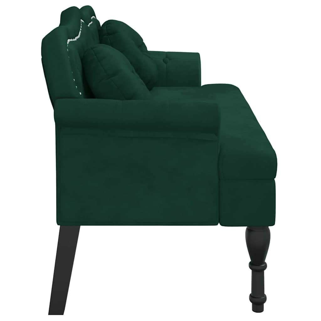 vidaXL Ławka z poduszkami Ciemnozielona 120,5x65x75 cm Aksamit