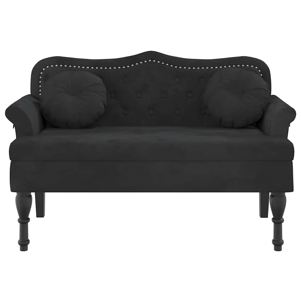 vidaXL Ławka z poduszkami Czarna 120,5x65x75 cm Aksamitna