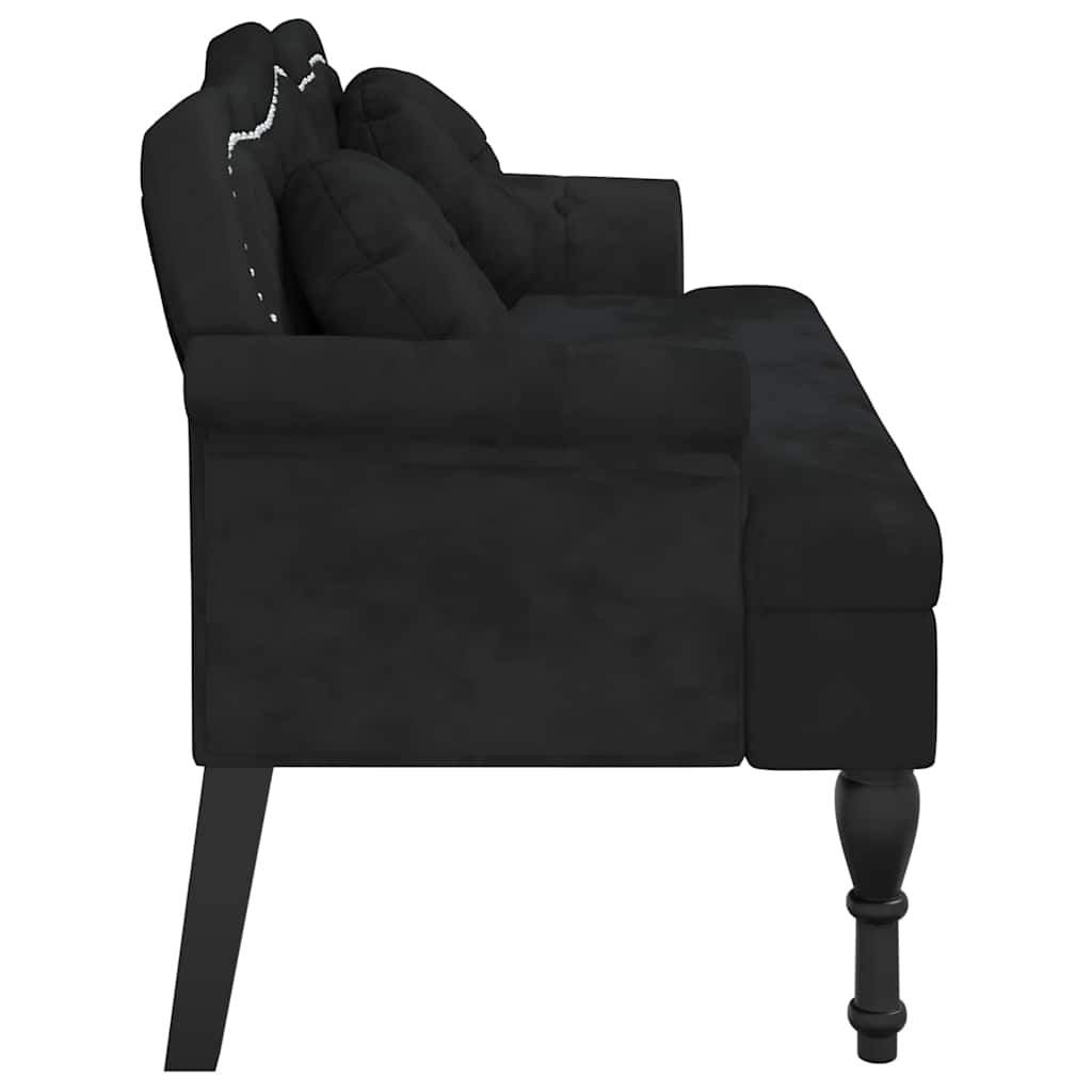 vidaXL Ławka z poduszkami Czarna 120,5x65x75 cm Aksamitna
