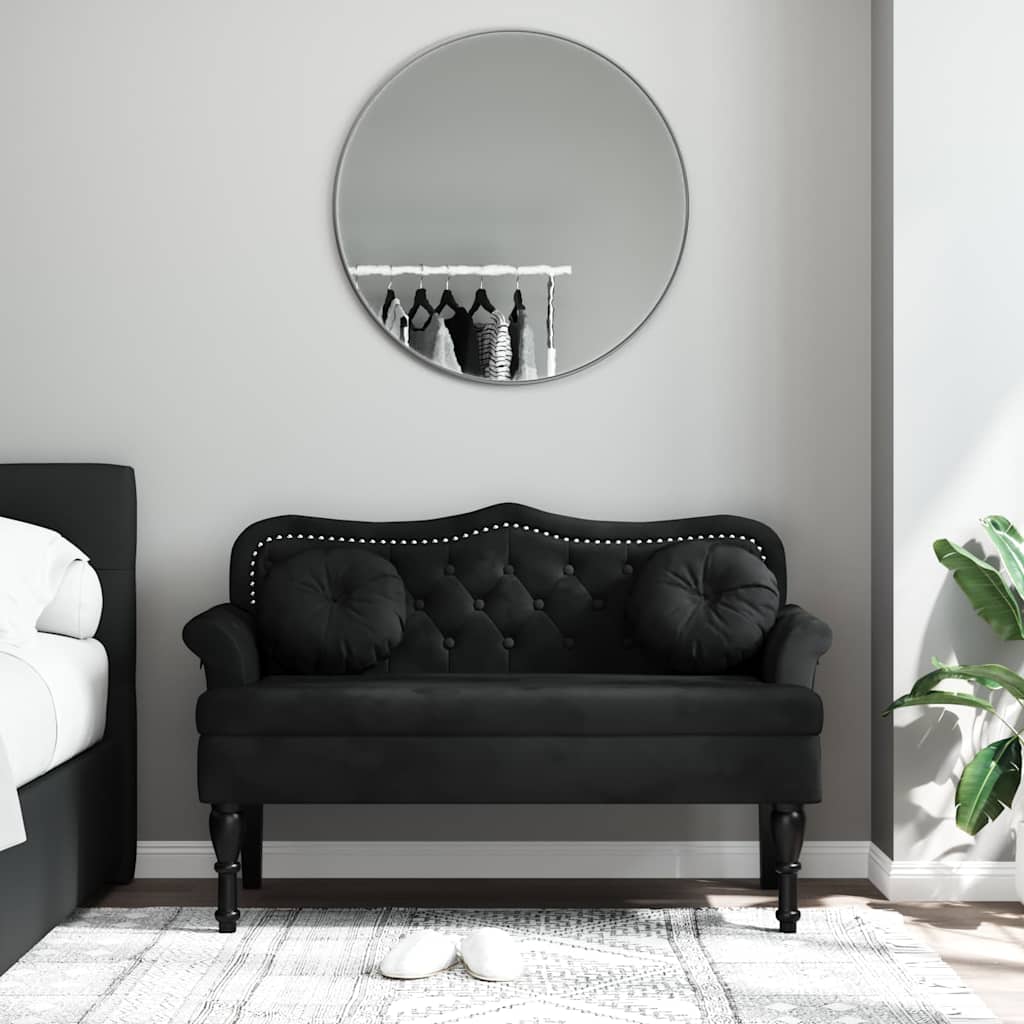 vidaXL Ławka z poduszkami Czarna 120,5x65x75 cm Aksamitna