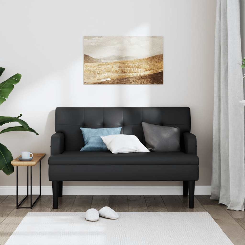 vidaXL Ławka z oparciem Czarna 112x65,5x75 cm Skóra ekologiczna
