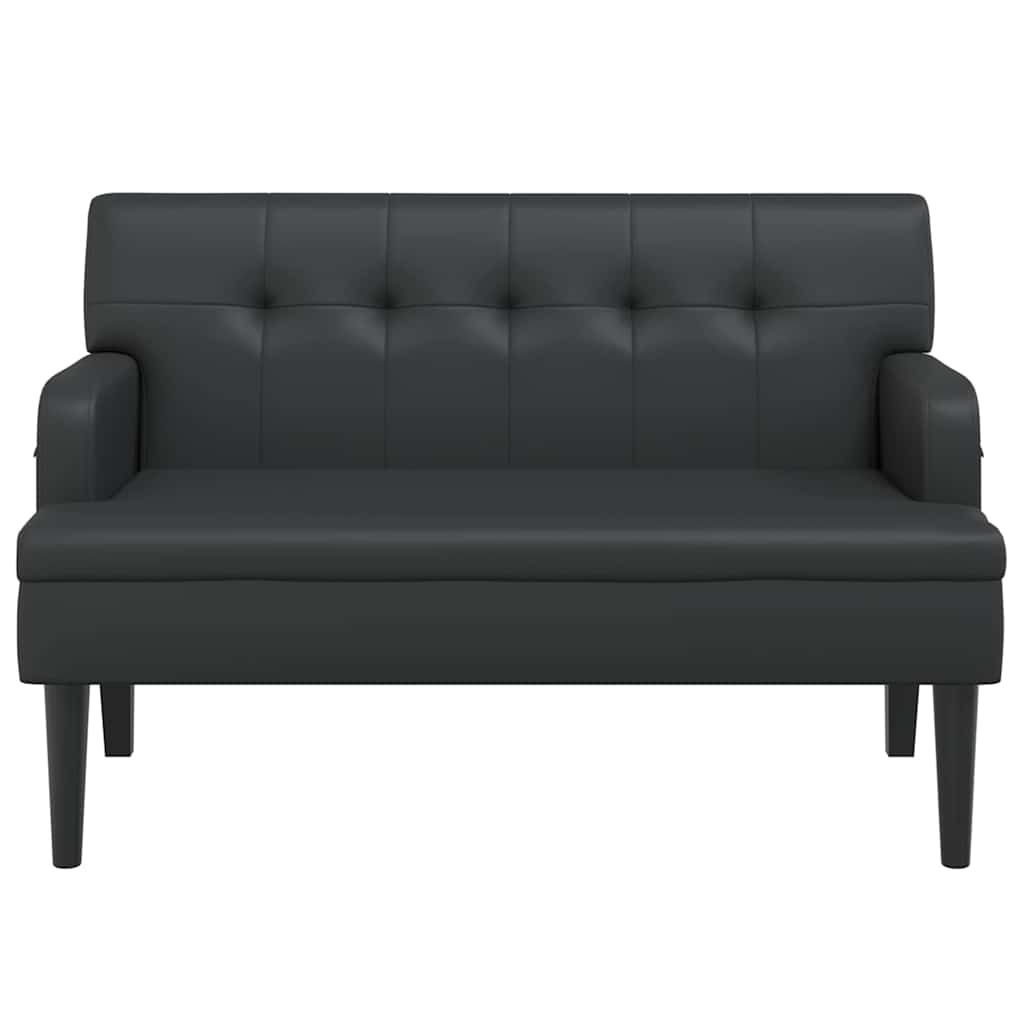vidaXL Ławka z oparciem Czarna 112x65,5x75 cm Skóra ekologiczna