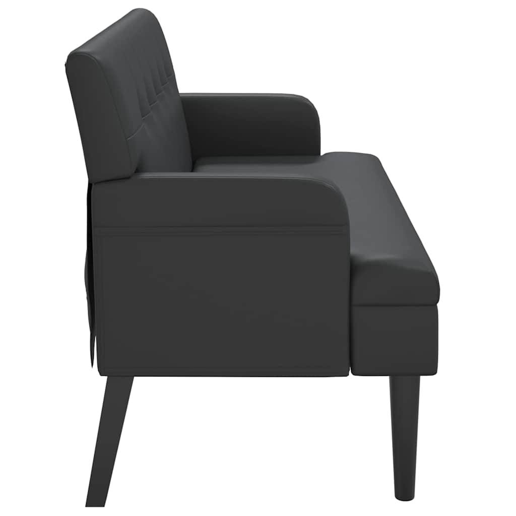 vidaXL Ławka z oparciem Czarna 112x65,5x75 cm Skóra ekologiczna