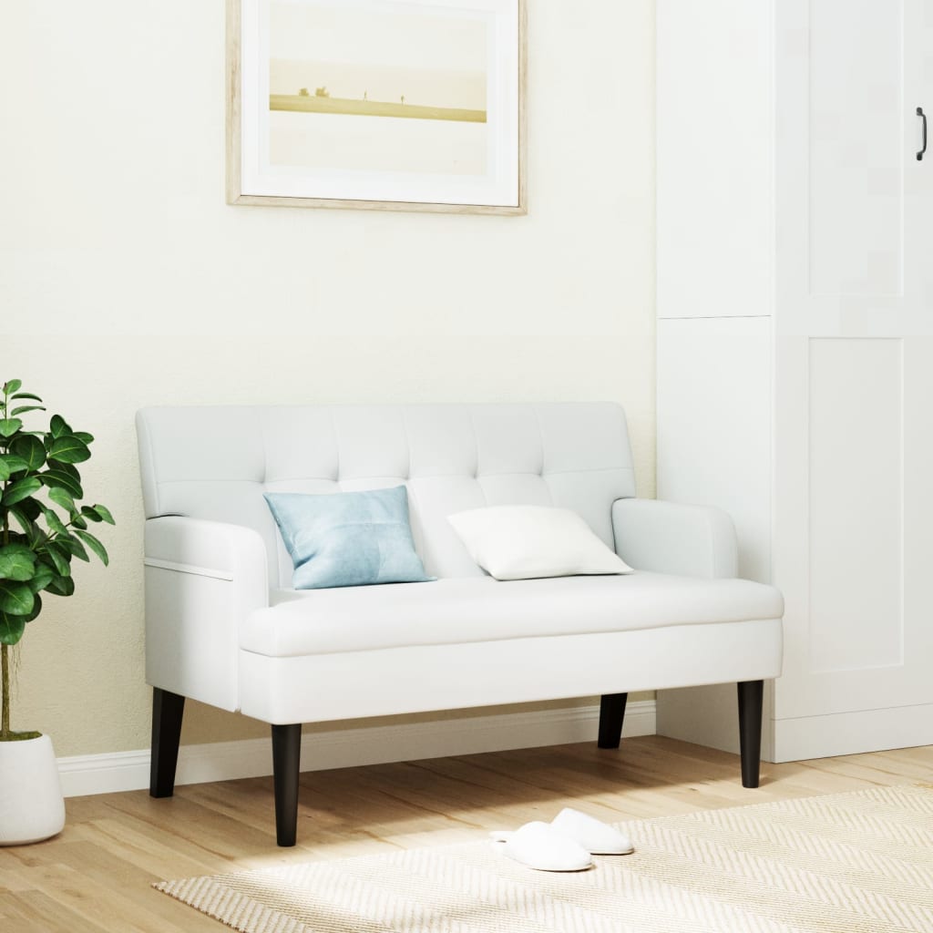 vidaXL Ławka z oparciem, biała, 112x65,5x75 cm, sztuczna skóra