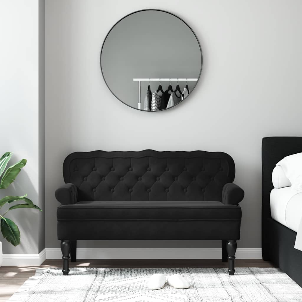 vidaXL Ławka z oparciem Czarna 119,5x64,5x75 cm Aksamitna