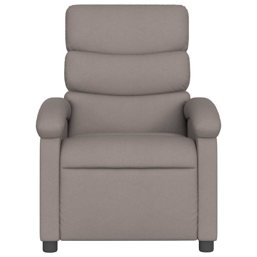 vidaXL Rozkładany fotel masujący, taupe, obity tkaniną