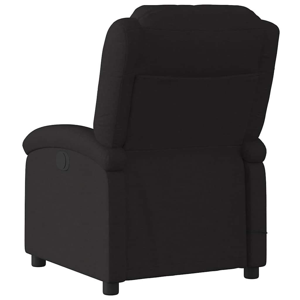 vidaXL Rozkładany fotel masujący, czarny, obity tkaniną