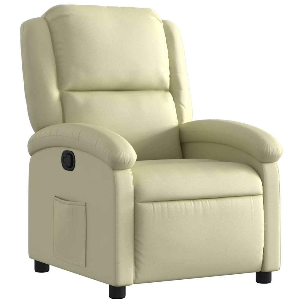 vidaXL Rozkładany fotel, kremowy, skóra naturalna