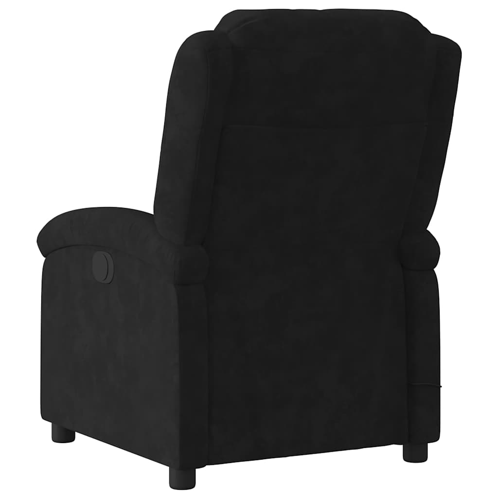 vidaXL Rozkładany fotel masujący, czarny, obity aksamitem