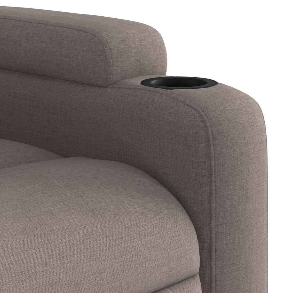 vidaXL Rozkładany fotel masujący, taupe, obity tkaniną