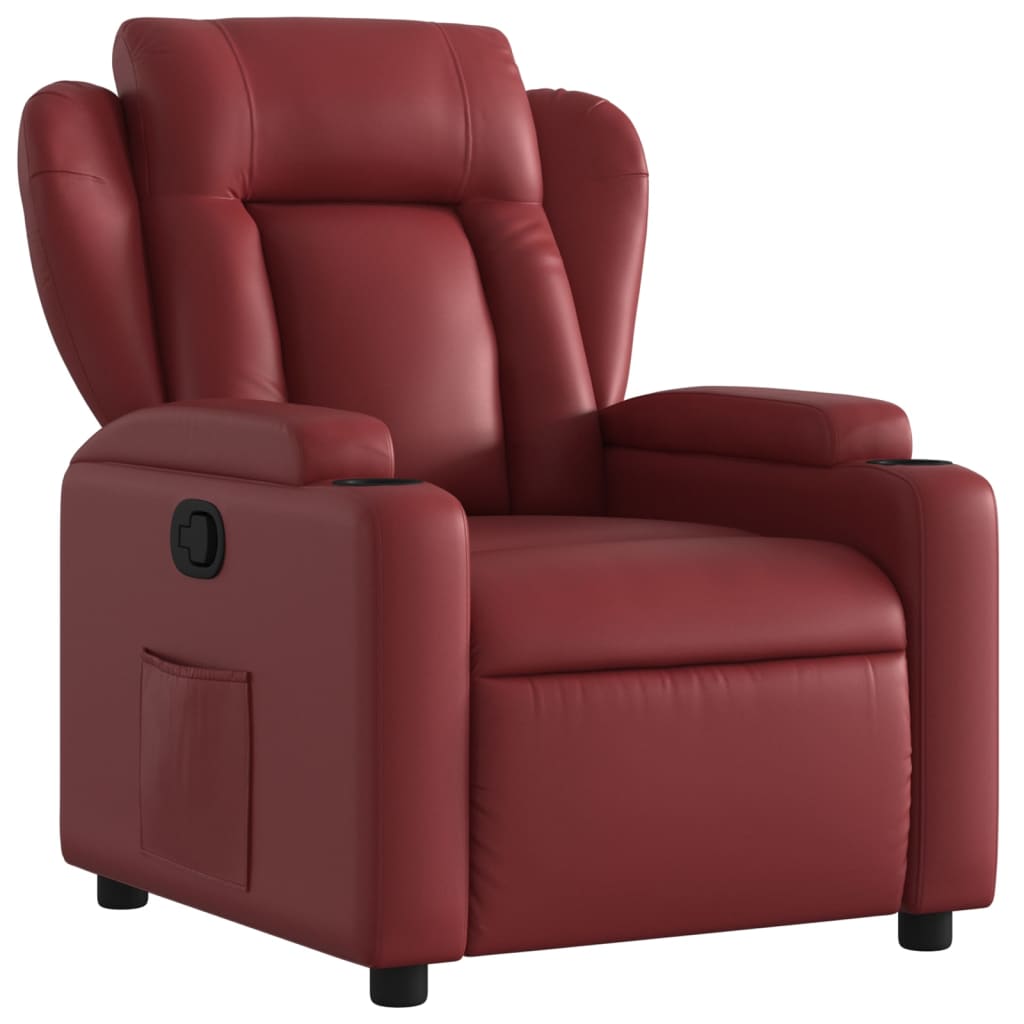 vidaXL Fotel rozkładany, czerwone wino, sztuczna skóra
