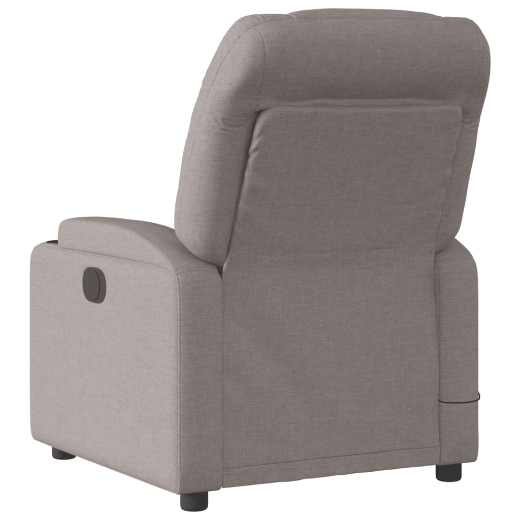 vidaXL Rozkładany fotel masujący, taupe, obity tkaniną