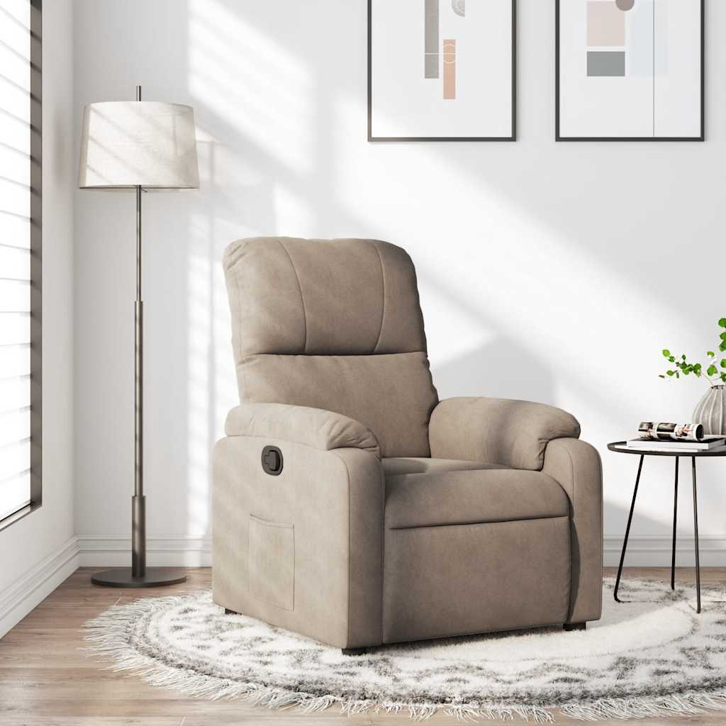 vidaXL Rozkładany fotel, kolor taupe, obity mikrofibrą