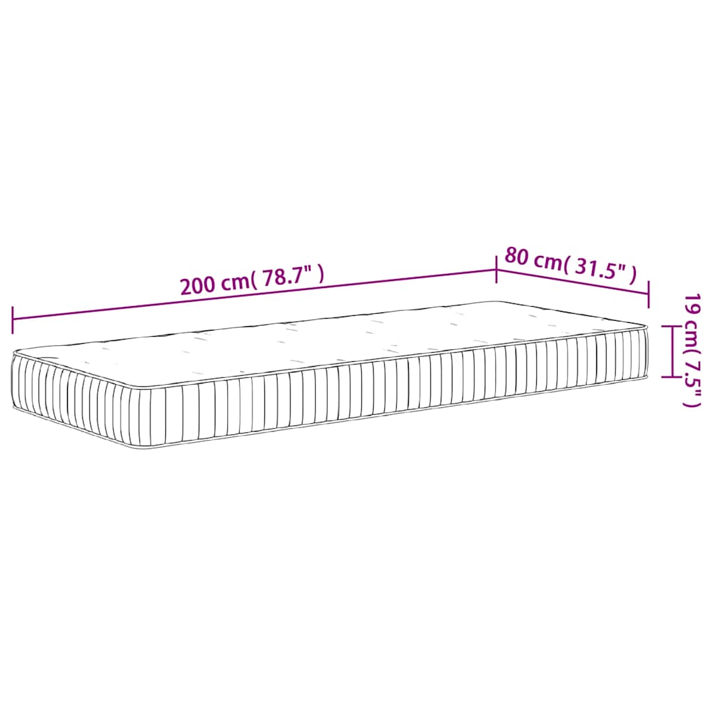 vidaXL Materac kieszeniowy, średnia twardość, 80x200 cm
