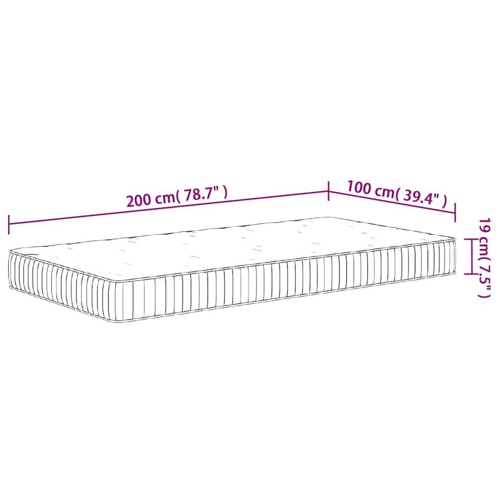 vidaXL Materac kieszeniowy, twardość średnia, 100x200 cm