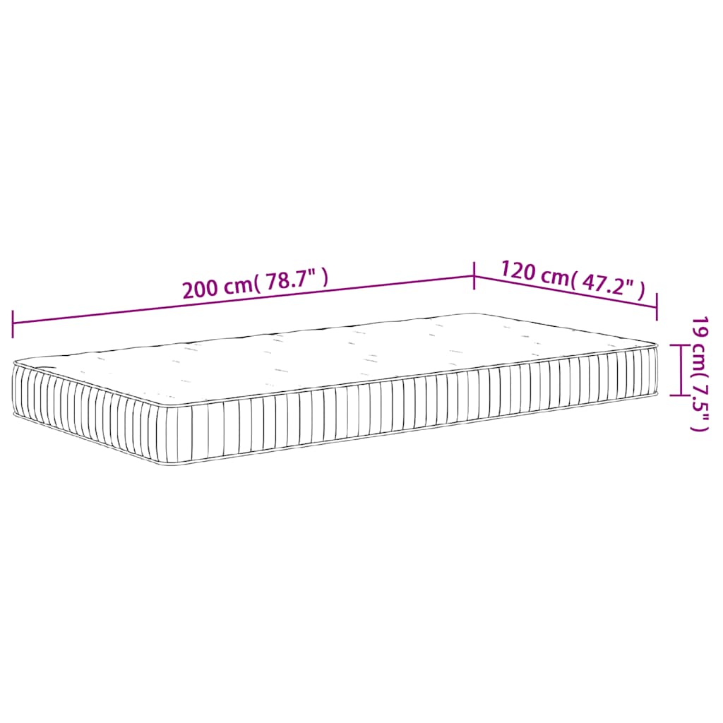 vidaXL Materac kieszeniowy, twardość średnia, 120x200 cm