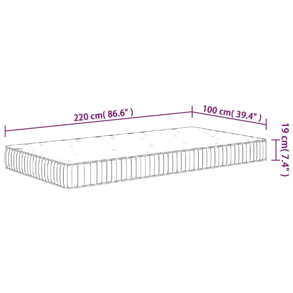 vidaXL Materac kieszeniowy, twardość średnia, 100x220 cm