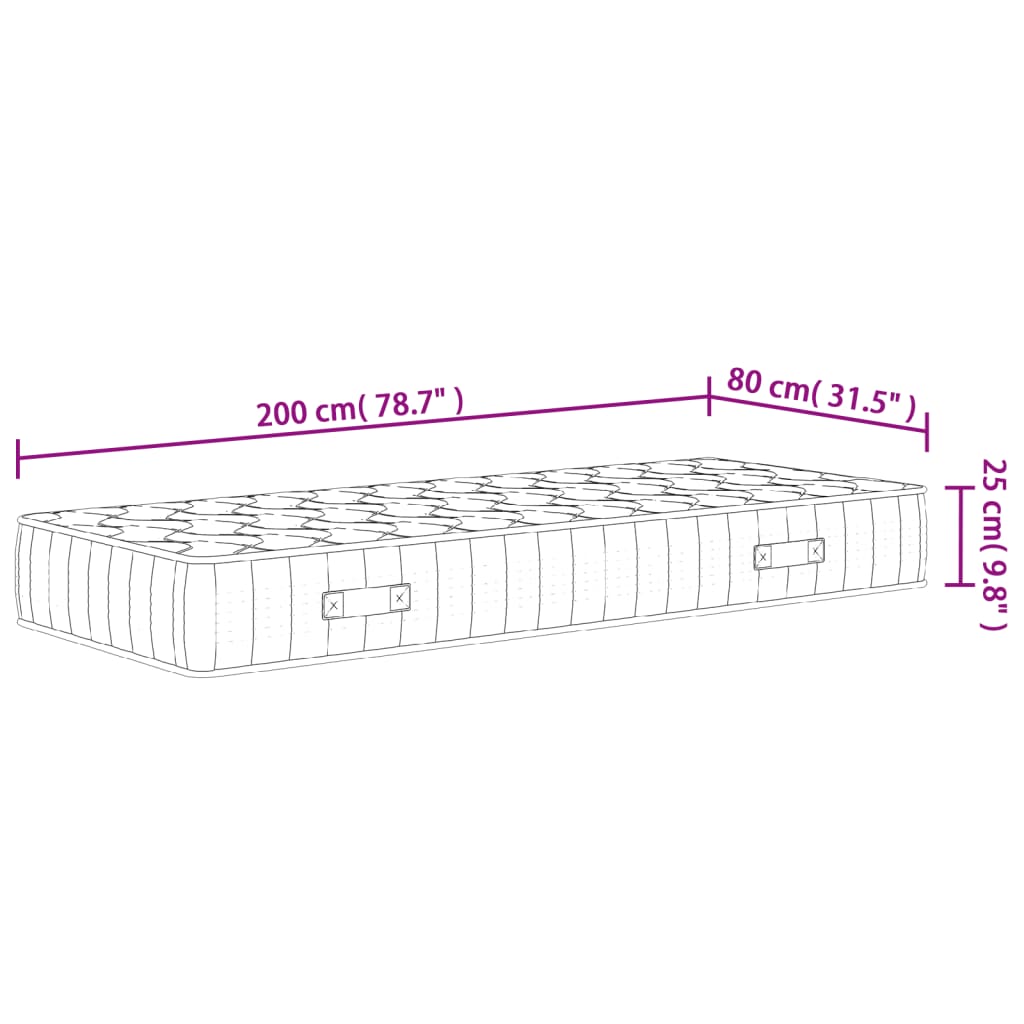 vidaXL Materac kieszeniowy, średnia twardość, 80x200 cm