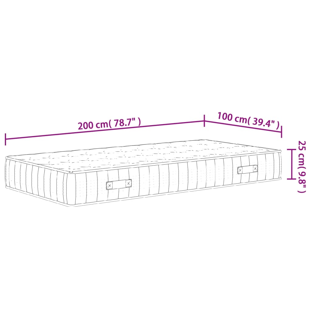 vidaXL Materac kieszeniowy, średnia twardość, 100x200 cm