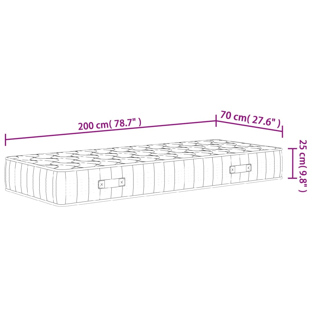 vidaXL Materac kieszeniowy, średnia twardość, 70x200 cm
