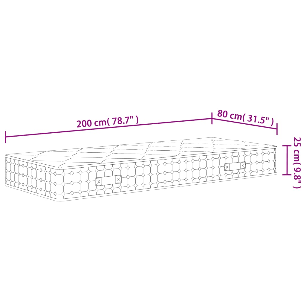 vidaXL Materac kieszeniowy, średnia twardość, 80x200 cm