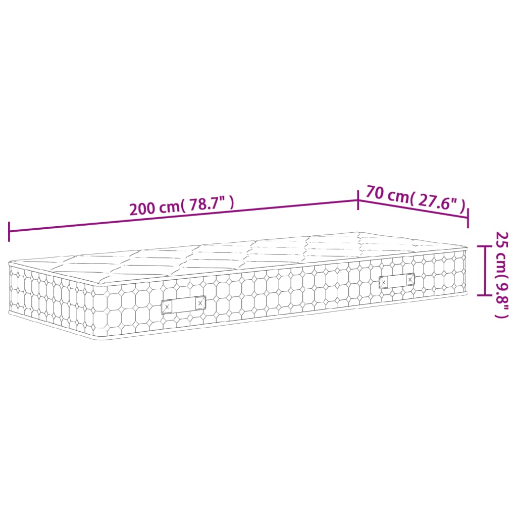 vidaXL Materac kieszeniowy, średnia twardość, 70x200 cm