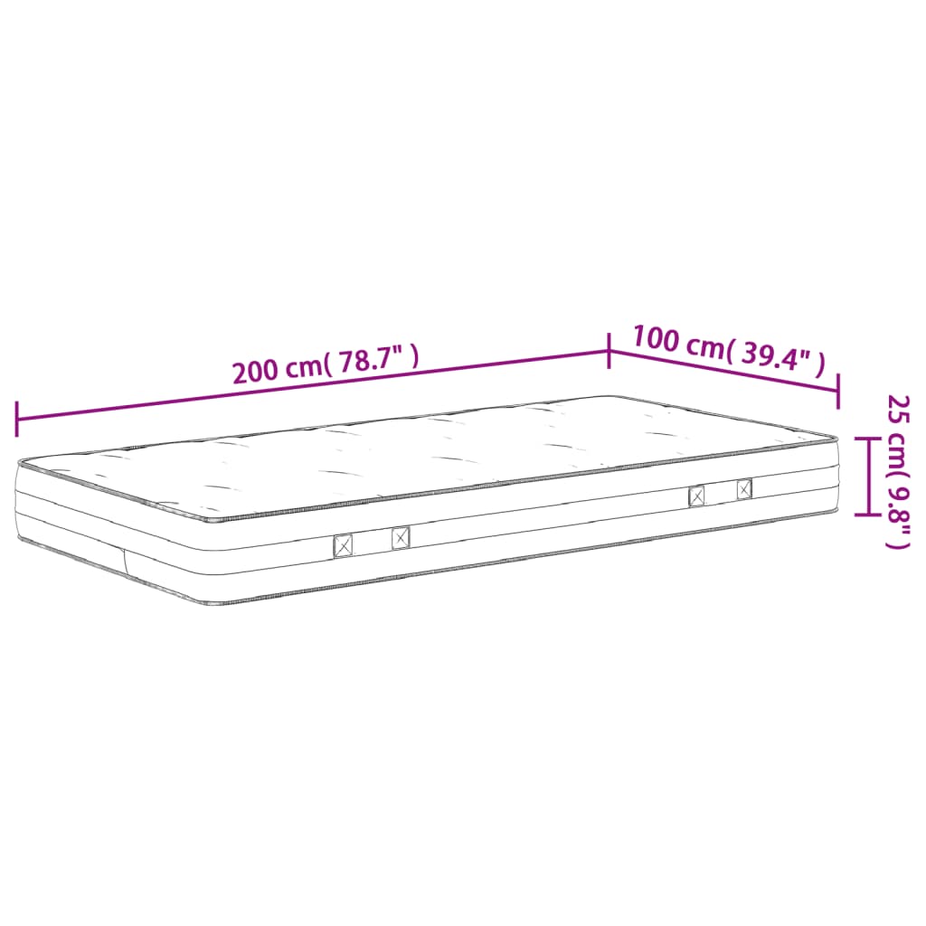 vidaXL Materac kieszeniowy, średnia twardość, 100x200 cm