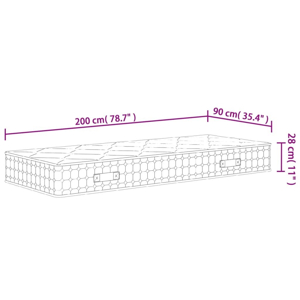 vidaXL Materac kieszeniowy, średnia twardość, 90x200 cm